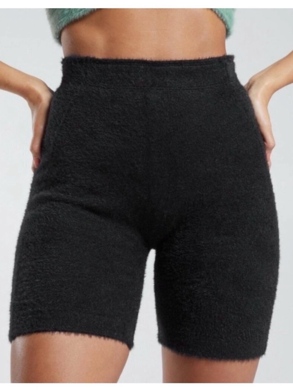 Gymshark x Whitney Simmons High Rise Fuzzy Eyelash Biker Shorts Black Size Small